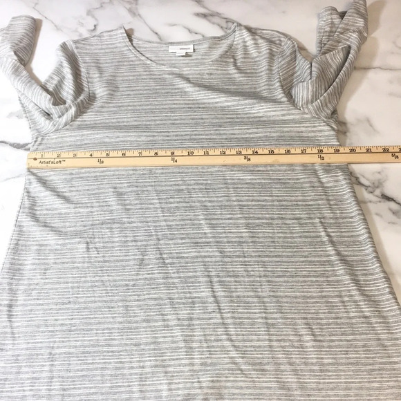 Pure J Jill Gray‎ Heather Striped Tunic Shirt Womens Medium Petite Half Sleeve - Picture 8 of 10